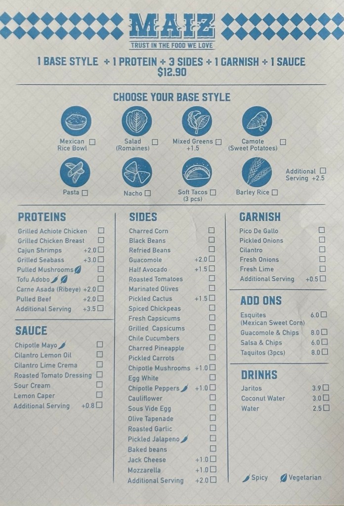 Maiz Menu Marina One The Heart