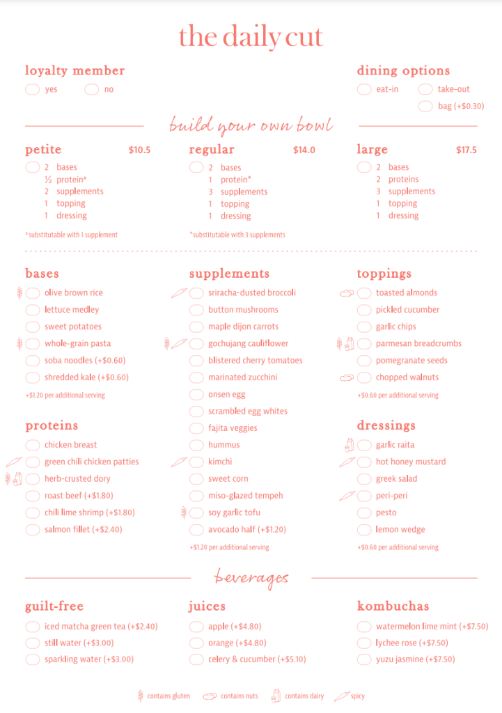 The Daily Cut Summer 2024 Menu