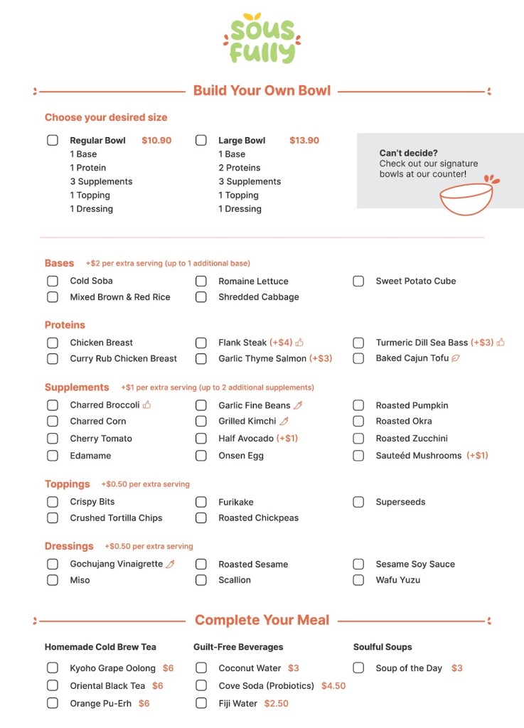 Sousfully Menu - August 2024