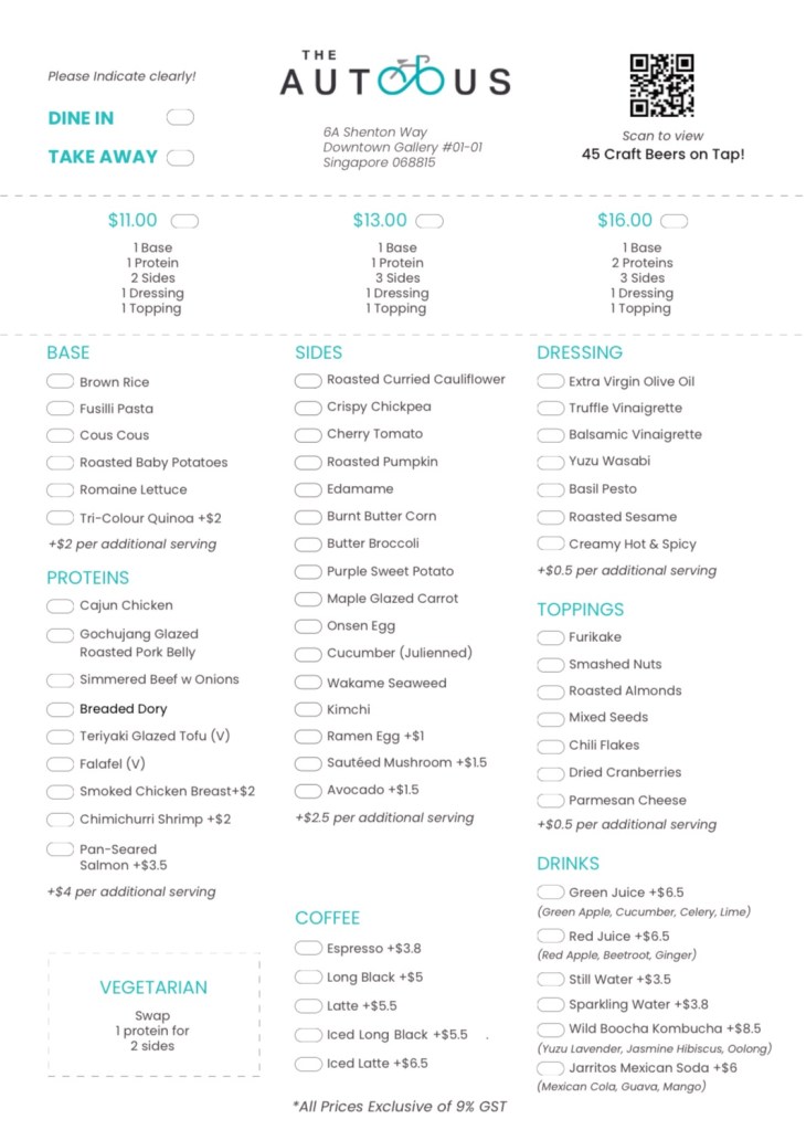 The Autobus Menu - August 2024