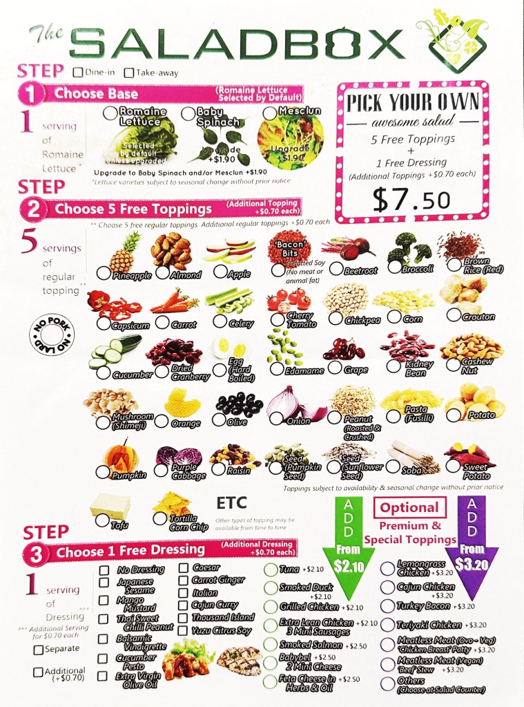 The SaladBox Menu - August 2024