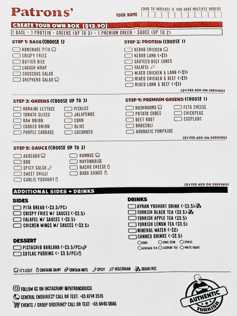 Patrons' Menu - Sep 2024